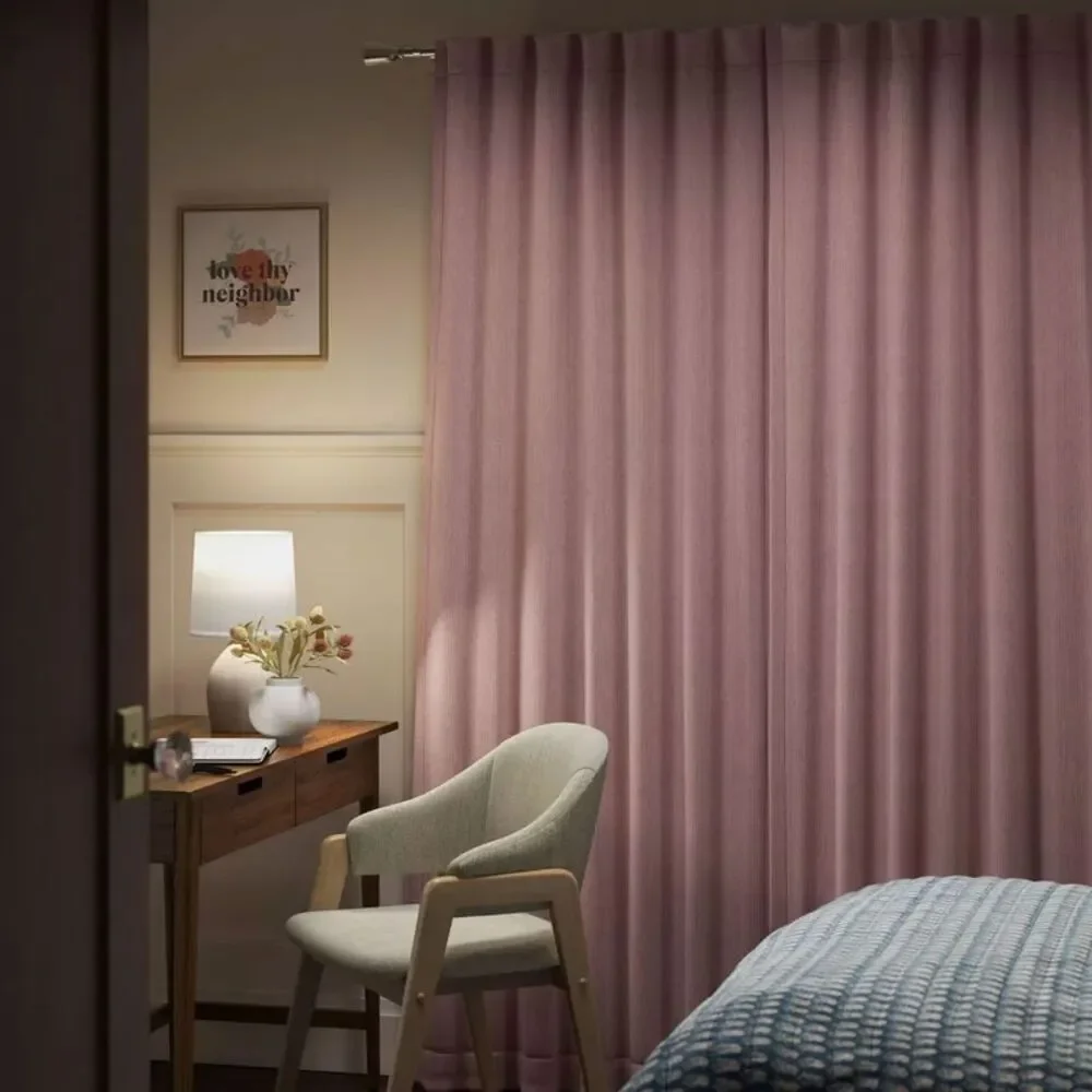 Pink Room-Darkening Curtains - Unbranded